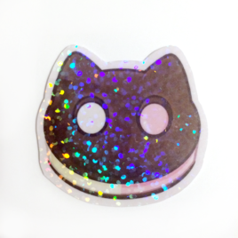 Cookie Cat 2″ Holographic Vinyl Sticker